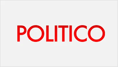 POLITICO logo in bold red uppercase letters on a light gray background.
